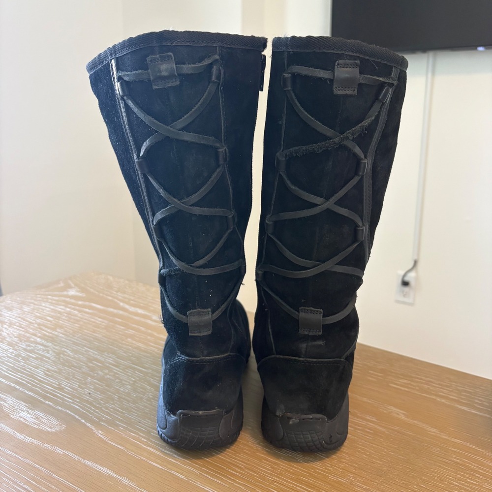 Merrell Encore Back Lace Black Suede Faux Fur Lined Boots J66482 Womens 6 - Picture 6 of 11